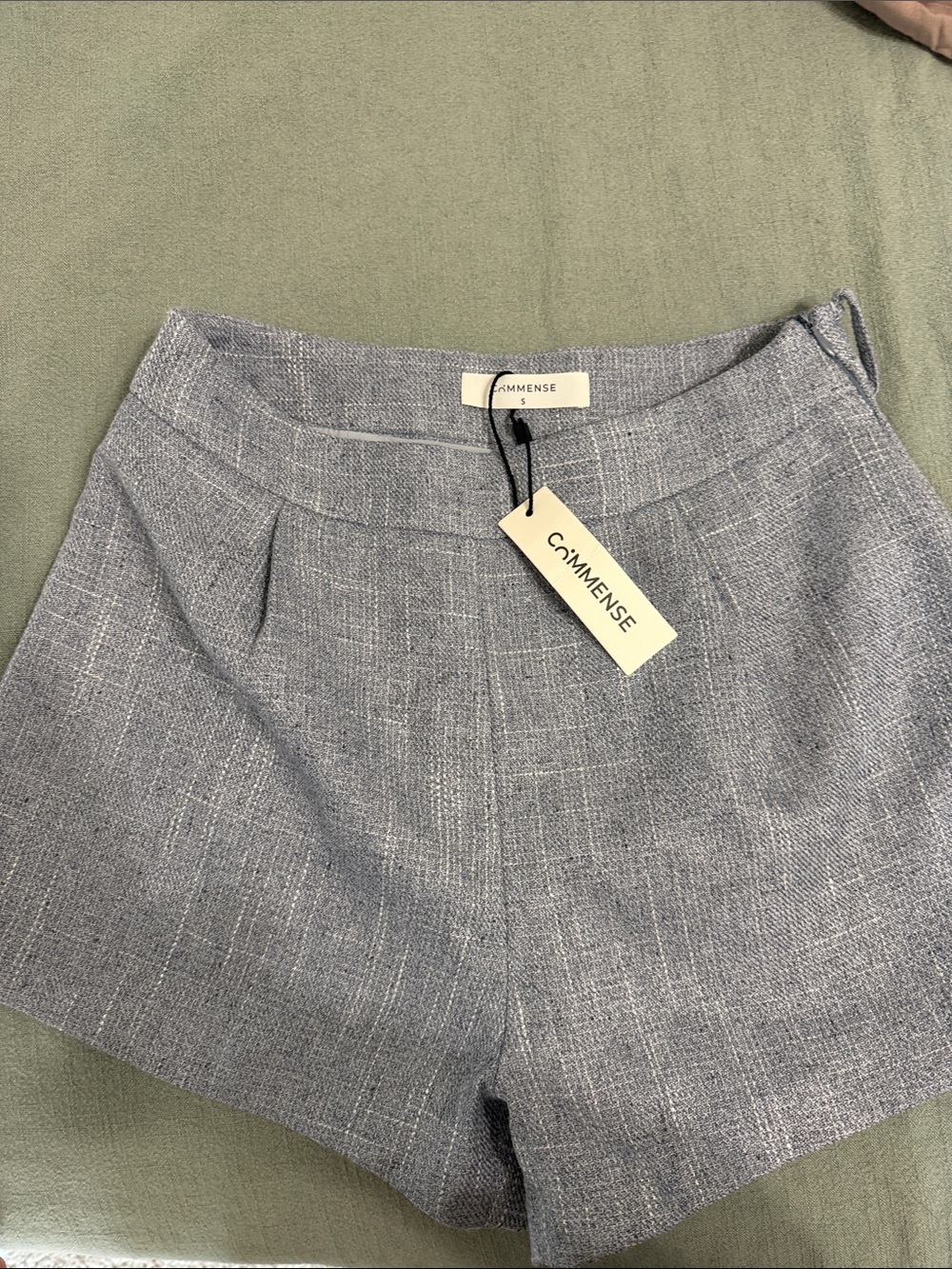 Commense Light Blue High-Waist Tailored Shorts